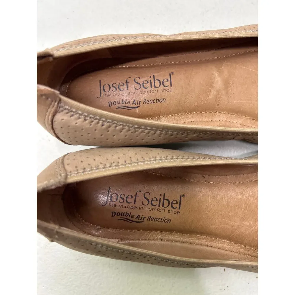 Josef Siebel Pippa Perforated Ballet Flats in Tan. Women's Size 37 or 6.5 US